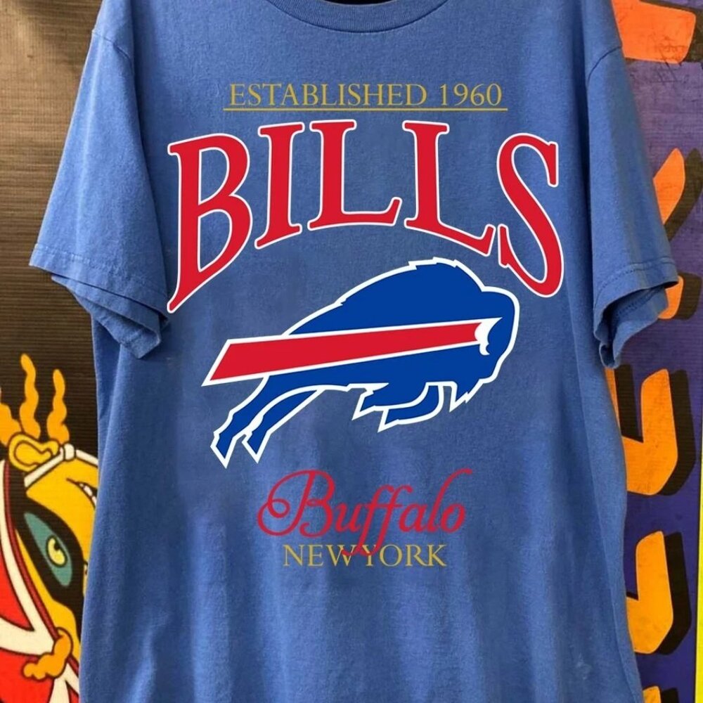 NFL Buffalo Bills short sleeve ash color retro shirt